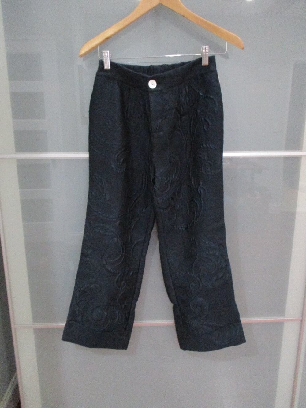 F.R.S For Restless Sleepers Baroque Texture Cropped Navy Pants